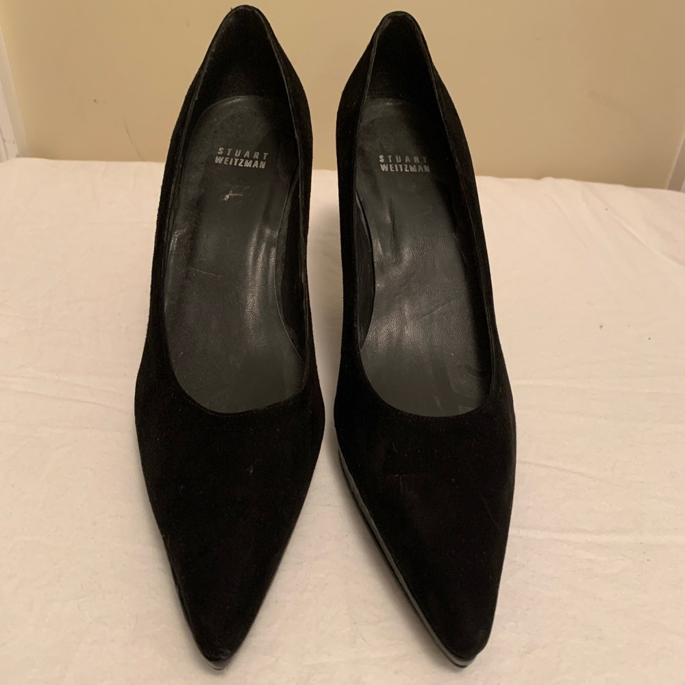 Stuart Weitzman Black Suede Pointed-Toe Heels - 9.5